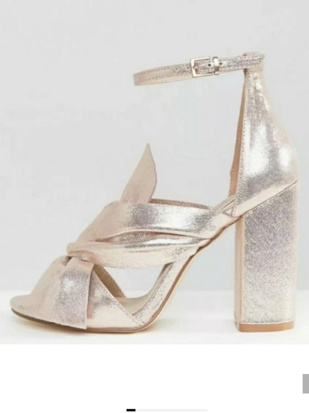 Miss Selfridge Metallic Pink-Gold Block Heel Sandals